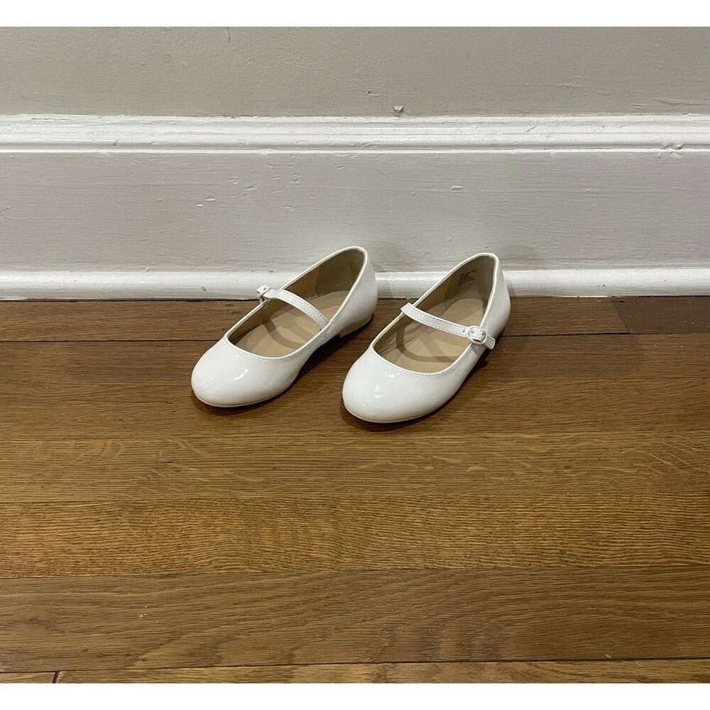 Janie & Jack White Patent Mary Jane Girls Shoes Sz 11